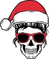 Hat Mom Skull Christmas Svg, Momlife Svg, Messy Bun Skull Svg, Mom Life Svg, Santa Hat Svg, Messy Bun Mom Svg