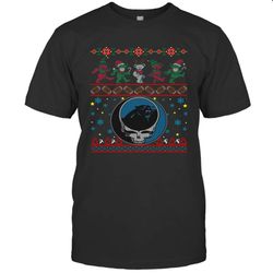 Carolina Panthers Christmas Grateful Dead Jingle Bears Football Ugly Sweatshirt Men&8217s T-Shirt