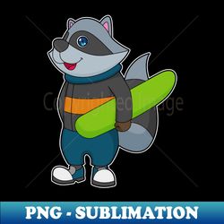 Racoon as Snowboarder with Snowboard - Signature Sublimation PNG File - Unlock Vibrant Sublimation Designs
