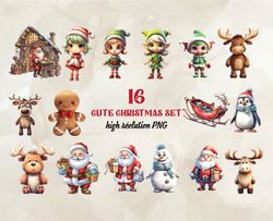 16 Cute Christmas Set Png, Christian Christmas Svg, Christmas Design, Christmas Shirt, Christmas 130