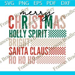 Checkered Merry Christmas Holly Spirit SVG Cricut Files
