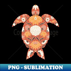 Floral sea turtle - earth tones - PNG Transparent Digital Download File for Sublimation - Add a Festive Touch to Every Day
