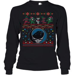 Carolina Panthers Christmas Grateful Dead Jingle Bears Football Ugly Sweatshirt Youth Long Sleeve T-Shirt