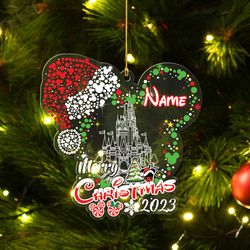 Personalized Disney Christmas Ornament, Mickey Ears Ornament, Magic Kingdom Christmas Ornament
