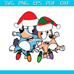 Bluey And Bingo Christmas Lights SVG Digital Cricut File
