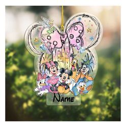 Personalized Disney Watercolor Ornament, Disney Christmas Ornament, Mickey and Friends Ornament