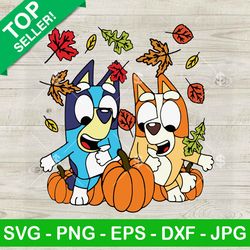 Funny Bluey Pumpkin Fall SVG, Bluey Dancing Thanksgiving SVG, Bluey Cartoon SVG