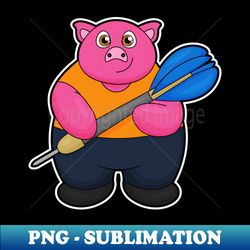 Pig as Dart player with Darts - Exclusive Sublimation Digital File - Unleash Your Creativity