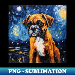 boxer puppy painted by vincent van gogh - stylish sublimation digital download - enhance your apparel with stunning detail