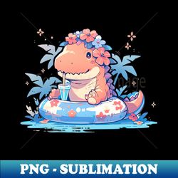 cute baby t-rex chilling in the pool - special edition sublimation png file - spice up your sublimation projects
