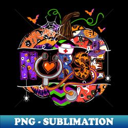 Nurse Funny - Stethoscope Nurse - Pumpkin Skull - Lover Halloween - PNG Transparent Sublimation File - Transform Your Sublimation Creations