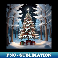 White Christmas Tree - Decorative Sublimation PNG File - Create with Confidence