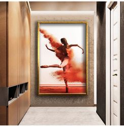 Ballerina Woman Dancing On Red Sands Canvas Print Wall Painting, Abstract Art Wall Decor, Wall Art Canvas, Ready To Hang