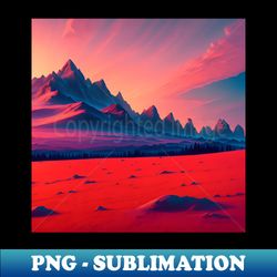 A Brilliant Orange And Pink Sky Stretching Across The Horizon With The Sun Peeking Out From Behind The Snow-Capped Mountain Peaks Ai Generated Art - Artistic Sublimation Digital File - Fashionable and Fearless