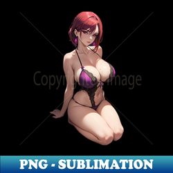 Seductive Red-Haired Waifu on Knees  Sensual Anime Art Print - Unique Sublimation PNG Download - Boost Your Success with this Inspirational PNG Download