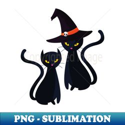 cute halloween black cats with hat autumn fall cat lover - signature sublimation png file - unleash your creativity