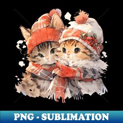 Cute Christmas Cats Winter Hats - Decorative Sublimation PNG File - Perfect for Sublimation Mastery