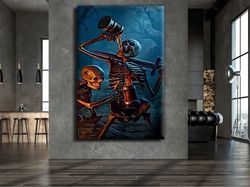 Modern Design Drunk Skeletons Canvas Print Wall Painting , Wall Art Canvas, Canvas Print, Ready To Hang Canvas Painting,