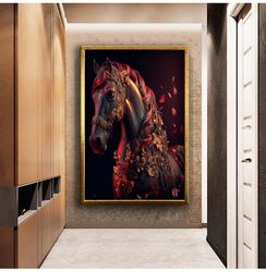 Red Black Horse Modern Design Canvas Print Wall Decor Wall Art Canvas, Canvas Print, Ready To Hang Wall Print, Home Deko