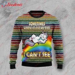 Funny Unicorn Sometimes When I Close My Eyes Ugly Christmas Sweater, Ugly Sweater Christmas Party  Wear Love, Share Beau