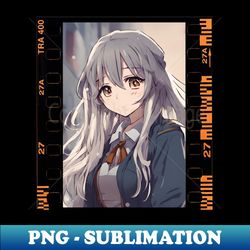 Kuudere Elegance Mysterious Anime Girl Design - PNG Transparent Digital Download File for Sublimation - Unlock Vibrant Sublimation Designs