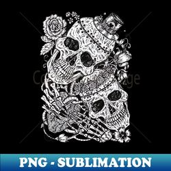 skull couple embracing love - high-resolution png sublimation file - perfect for personalization