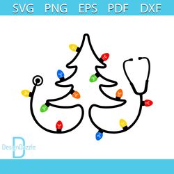 Stethoscope Christmas Tree With Lights SVG For Cricut Files