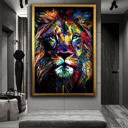 Graffiti Art Colorful Lion Painting, King Of The Jungle Wall Decor, Wall Art Home Decor, Modern Wall Art, Ready To Hang