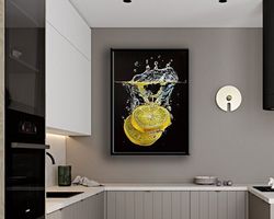 Lemon Slices In Water Canvas Print Wall Decor, Wall Art Canvas, Canvas Print, Ready To Hang Wall Print, Design Canvas Pa