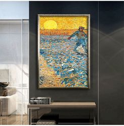 Vincent Van Gogh Field Worker At Sunset Canvas Painting Wall Decor, Famous Design Landscape Painting, Ready To Hang Wall