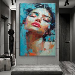 wall art canvas, canvas print, oil painting woman canvas print, ready to hang wall print, design canvas painting,