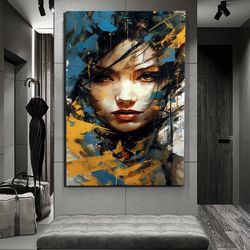 Abstract Design Woman Painting Canvas Print Wall Painting, Wall Art Canvas, Canvas Print, Ready To Hang Wall Print, Desi