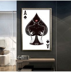 Ace Of Hearts Sexy Woman Print, Ace Of Hearts Poster, Trend Wall Art, Trendy Aesthetic Print, Playing Card Poster, Trend