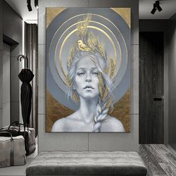 Goldenrod And Girl Surrealist Canvas Print Wall Painting, Wall Art Canvas, Canvas Print, Ready To Hang Wall Print, Desig