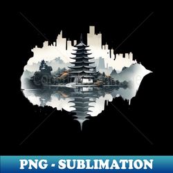 Pagoda Japanese Landscape - Creative Sublimation PNG Download - Capture Imagination with Every Detail