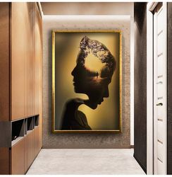 Woman And Man Surrealist Design Canvas Print Wall Decor, Wall Art Canvas, Canvas Print, Ready To Hang Canvas Painting, C