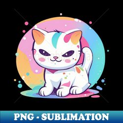Playful Cat with Colorful Spots - Sublimation-Ready PNG File - Spice Up Your Sublimation Projects