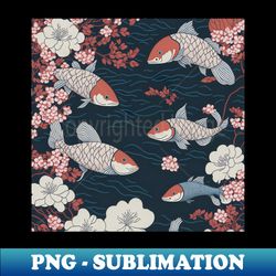 koi fish pattern - premium sublimation digital download - bring your designs to life