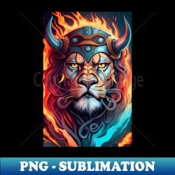 Lion warrior - Vintage Sublimation PNG Download - Instantly Transform Your Sublimation Projects