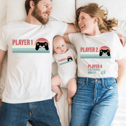 Gamer Family Matching T-shirts, Family Pregnancy Announcement Shirt, Cool Player 1 2 3 Tee, Player 4 Loading Shirt IU-46
