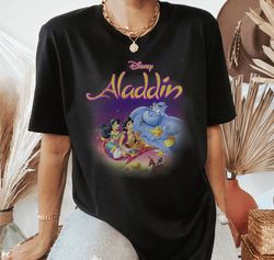 Disney Aladdin Magic Carpet Movie Cast TShirt, Aladdin Jasmine Jafar Disneyland Holiday Vacation Trip Gift Unisex Adult
