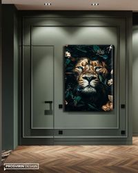 Lion In The Forest Modern Design Canvas Print Wall Painting, Wall Art Canvas, Canvas Print, Modern Wall Art, Ready To Ha