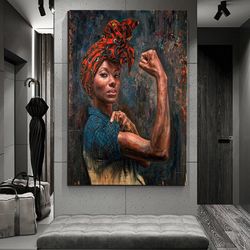 Strong African Woman Canvas Painting, Wall Art Canvas, Canvas Print, Ready To Hang Wall Print, Design Canvas Painting, H