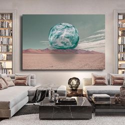 Wall Art Canvas, Canvas Print, Water Planet Surreal Canvas Painting, Ready To Hang Wall Print, Design Canvas Painting,