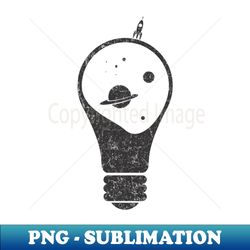 Light Bulb - Space Stars Planets Saturn and little space rocket - Special Edition Sublimation PNG File - Perfect for Sublimation Art