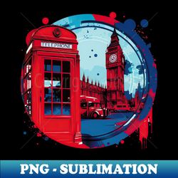 london with a red telephone box and big ben - png transparent sublimation file - unlock vibrant sublimation designs