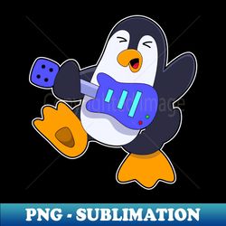 Penguin at Music with Guitar - Vintage Sublimation PNG Download - Perfect for Sublimation Art