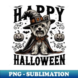 retro halloween yorkie graphic illustration - instant sublimation digital download - enhance your apparel with stunning detail