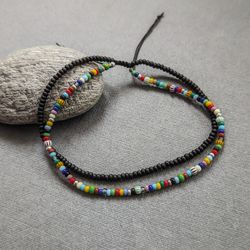 Men bracelet 2 strands of beads