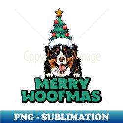 Merry Woofmas Funny Bernese Mountain Dog Christmas - Elegant Sublimation PNG Download - Create with Confidence